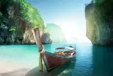 Pulau Hong, Lao Lading dan Yao Yai dengan kanu dan perkampungan nelayan, foto 1